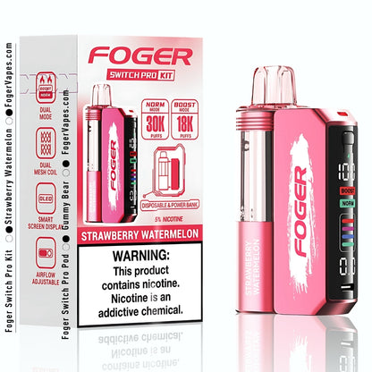 Strawberry Watermelon Foger Switch Pro Kit 30K Puffs Strawberry Watermelon Foger Switch Pro Kit 30K Puffs